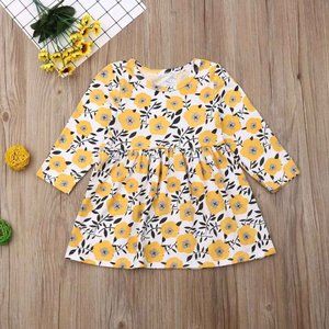 Baby Girl Long Sleeve Flower Print Dress